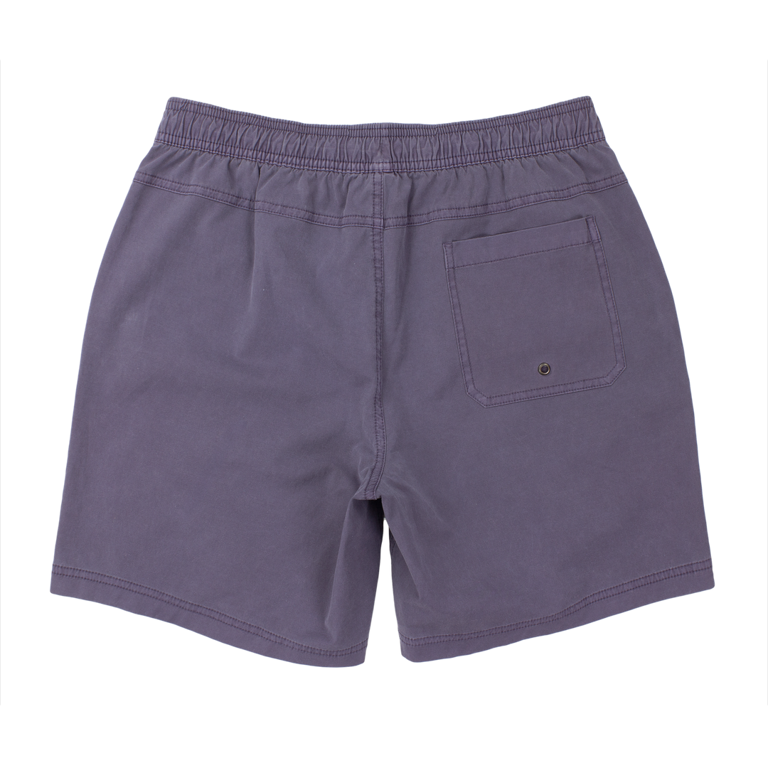 Volley Short 7" Purple Back with elastic waistband and back right patch pocket
